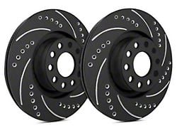 SP Performance Cross-Drilled and Slotted 8-Lug Rotors with Black Zinc Plating; Front Pair (09-18 RAM 2500)