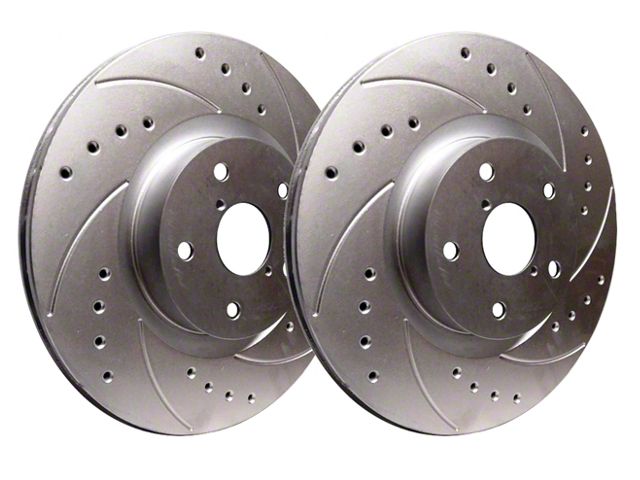 SP Performance Cross-Drilled and Slotted 8-Lug Rotors with Silver Zinc Plating; Rear Pair (09-18 RAM 3500)
