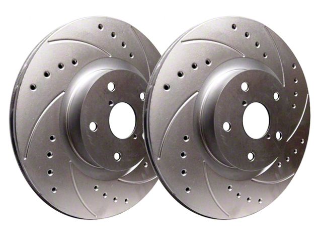 SP Performance Cross-Drilled and Slotted 8-Lug Rotors with Silver Zinc Plating; Rear Pair (07-10 Sierra 2500 HD)