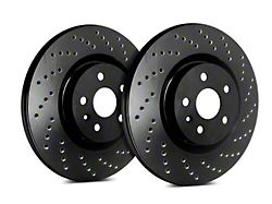 SP Performance Cross-Drilled 8-Lug Rotors with Black ZRC Coating; Front Pair (11-25 Sierra 3500 HD SRW)