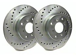 SP Performance Cross-Drilled 8-Lug Rotors with Silver ZRC Coating; Rear Pair (11-25 Sierra 3500 HD SRW)