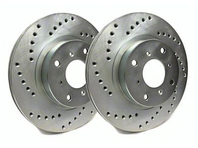 SP Performance Cross-Drilled 8-Lug Rotors with Silver ZRC Coating; Rear Pair (11-25 Sierra 3500 HD SRW)