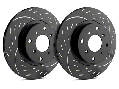 SP Performance Diamond Series Slotted 8-Lug Rotors with Black ZRC Coating; Front Pair (11-25 Sierra 3500 HD SRW)