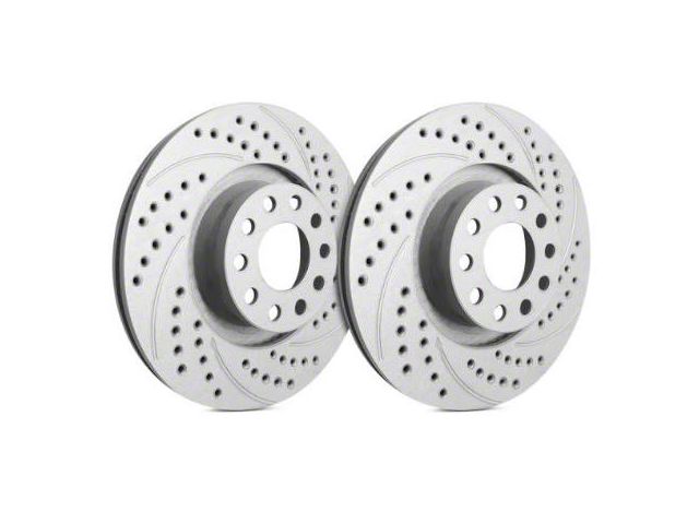 SP Performance Double Drilled and Slotted 8-Lug Rotors with Gray ZRC Coating; Rear Pair (11-24 Silverado 2500 HD)