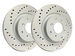 SP Performance Cross-Drilled 8-Lug Rotors with Gray ZRC Coating; Rear Pair (11-25 Silverado 3500 HD SRW)