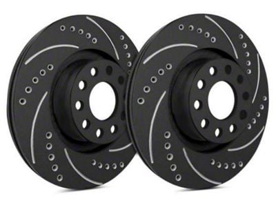 SP Performance Cross-Drilled and Slotted 8-Lug Rotors with Black Zinc Plating; Rear Pair (07-10 Silverado 3500 HD SRW)
