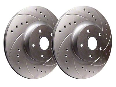 SP Performance Cross-Drilled and Slotted 8-Lug Rotors with Silver ZRC Coating; Front Pair (07-10 Silverado 3500 HD)