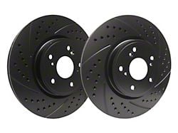 SP Performance Double Drilled and Slotted 8-Lug Rotors with Black ZRC Coating; Front Pair (07-10 Silverado 3500 HD)