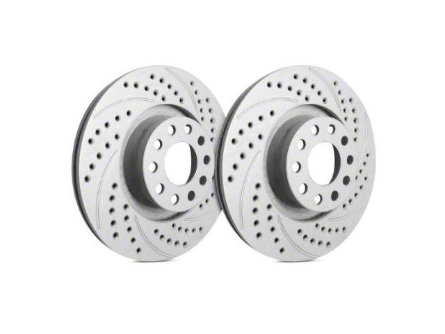 SP Performance Double Drilled and Slotted 8-Lug Rotors with Gray ZRC Coating; Front Pair (07-10 Silverado 3500 HD)