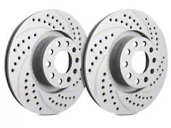 SP Performance Double Drilled and Slotted 8-Lug Rotors with Gray ZRC Coating; Rear Pair (11-25 Silverado 3500 HD DRW)