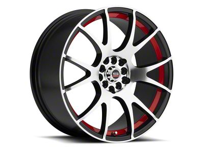 Spec-1 SP-2 Gloss Black and Machined Red Line 5-Lug Wheel; 18x8; 40mm Offset (87-90 Dakota)