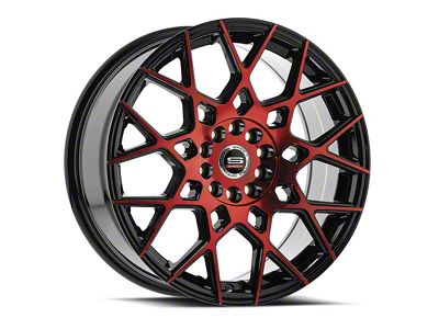 Spec-1 SP-52 Gloss Black and Red Machined 5-Lug Wheel; 17x7.5; 42mm Offset (87-90 Dakota)