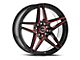 Spec-1 SP-54 Gloss Black and Red Machined 5-Lug Wheel; 18x8; 38mm Offset (87-90 Dakota)