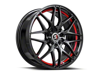 Spec-1 SP-60 Gloss Black and Red Undercut 5-Lug Wheel; 17x7.5; 42mm Offset (87-90 Dakota)