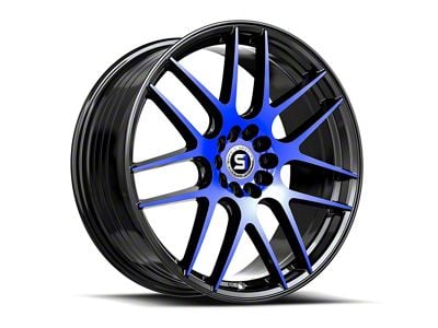 Spec-1 SP-65 Gloss Black and Blue Machined 5-Lug Wheel; 17x8; 42mm Offset (87-90 Dakota)