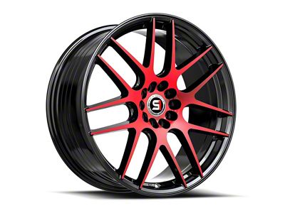 Spec-1 SP-65 Gloss Black and Red Machined 5-Lug Wheel; 17x8; 42mm Offset (87-90 Dakota)