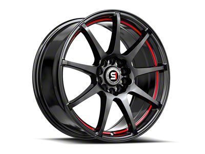 Spec-1 SP-67 Gloss Black and Red Line 5-Lug Wheel; 17x7; 42mm Offset (87-90 Dakota)