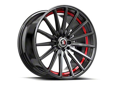 Spec-1 SP-69 Gloss Black and Red Under Cut 5-Lug Wheel; 18x8; 38mm Offset (87-90 Dakota)