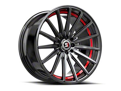 Spec-1 SP-69 Gloss Black and Red Undercut 5-Lug Wheel; 17x7.5; 42mm Offset (87-90 Dakota)