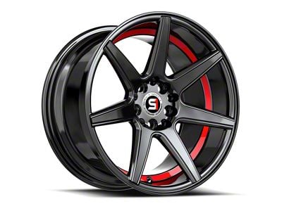 Spec-1 SP-73 Gloss Black and Red Undercut 5-Lug Wheel; 17x7.5; 42mm Offset (87-90 Dakota)