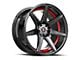 Spec-1 SP-73 Gloss Black and Red Undercut 5-Lug Wheel; 17x7.5; 42mm Offset (87-90 Dakota)