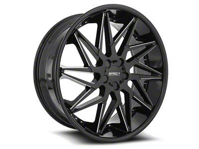 Spec-1 SPL-003 Gloss Black and Milled 5-Lug Wheel; 24x9; 35mm Offset (87-90 Dakota)