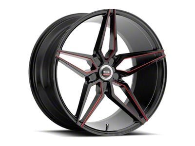 Spec-1 SPM-81 Gloss Black and Red Machined 5-Lug Wheel; 20x9; 38mm Offset (87-90 Dakota)