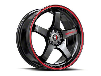 Spec-1 SPT-31 Gloss Black and Red Line 5-Lug Wheel; 17x7.5; 42mm Offset (87-90 Dakota)