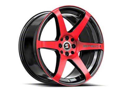 Spec-1 SPT-32 Gloss Black and Red Machined 5-Lug Wheel; 17x8; 42mm Offset (87-90 Dakota)