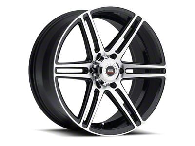 Spec-1 SP-22 Gloss Black and Machined 6-Lug Wheel; 22x9.5; 25mm Offset (14-18 Silverado 1500)