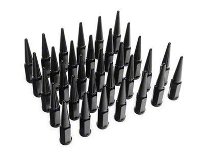 SpeedForm Black Spiked Lug Nut Kit; 14mm x 1.5; Set of 32 (07-24 Silverado 2500 HD)
