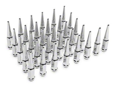 SpeedForm Chrome Spiked Lug Nut Kit; 14mm x 1.5; Set of 32 (07-24 Silverado 2500 HD)