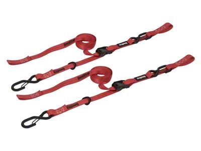 SpeedStrap 1-Inch x 10-Foot Cam-Lock Tie Downs with Snap S-Hooks and Soft-Tie; Red