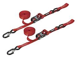 SpeedStrap 1-Inch x 15-Foot Ratchet Tie Downs with Snap S-Hooks and Soft-Tie; Red