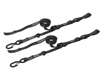 SpeedStrap 1-Inch x 10-Foot Cam-Lock Tie Downs with Snap S-Hooks and Soft-Tie; Black