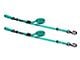 SpeedStrap Shreddy 1-Inch x 10-Foot Cam-Lock Tie Downs with Snap S-Hooks and Soft-Tie; Teal