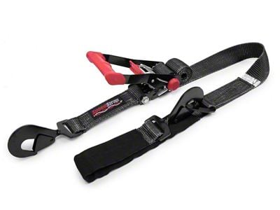 SpeedStrap 2-Inch x 8-Foot Ratchet Tie Down with Twisted Snap Hooks and Axle Strap Combo; Black