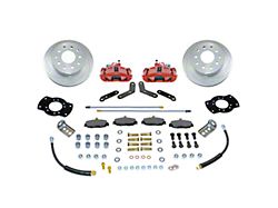 SSBC-USA Rear Disc Brake Conversion Kit with Built-In Parking Brake Assembly and Cross-Drilled/Slotted Rotors; Red Calipers (91-04 Dakota)