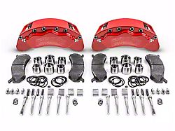 SSBC-USA B6-Brawler Rear 6-Piston Direct Fit Caliper and Ceramic Brake Pad Upgrade Kit with Cross-Drilled and Slotted Rotors; Red Calipers (12-20 4WD F-150 w/ Manual Parking Brake)