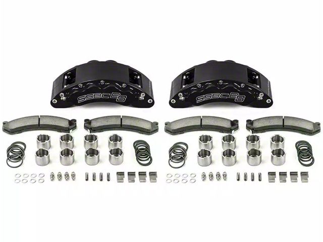 SSBC-USA Barbarian Front 8-Piston Direct Fit Caliper and Semi-Metallic Brake Pad Upgrade Kit; Black Calipers (13-22 F-350 Super Duty SRW)