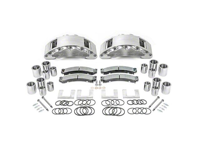 SSBC-USA Barbarian Rear 8-Piston Direct Fit Caliper and Semi-Metallic Brake Pad Upgrade Kit; Clear Anodized Calipers (13-22 F-350 Super Duty SRW)