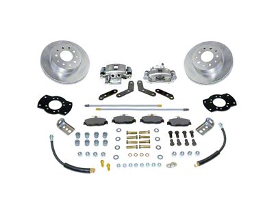 SSBC-USA Rear Drum to Disc Brake Conversion Kit with Built-In Parking Brake Assembly and Cross-Drilled/Slotted Rotors; Zinc Calipers (98-01 RAM 1500)