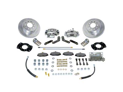 SSBC-USA Rear Drum to Disc Brake Conversion Kit with Built-In Parking Brake Assembly and Cross-Drilled/Slotted Rotors; Zinc Calipers (94-97 RAM 1500)