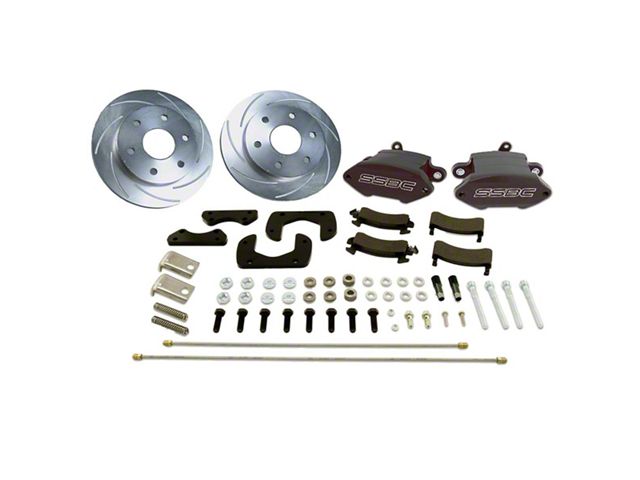 SSBC-USA Super Truck R1 Rear Disc Brake Conversion Kit with Built-In Parking Brake Assembly; Black Calipers (05-13 Sierra 1500 w/ Rear Drum Brakes)