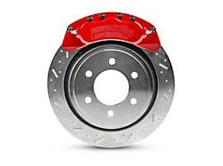 SSBC-USA B6-Brawler Rear 6-Piston Direct Fit Caliper and Semi-Metallic Brake Pad Upgrade Kit with Cross-Drilled Slotted Rotors; Red Calipers (07-18 4WD Silverado 1500 w/ Rear Disc Brakes)