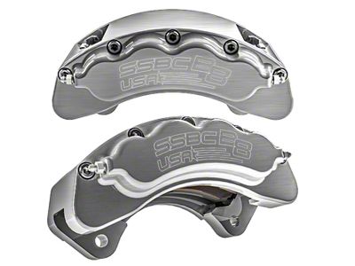 SSBC-USA B8-Brawler Front 8-Piston Direct Fit Caliper and Semi-Metallic Brake Pad Upgrade Kit; Clear Anodized Calipers (07-18 4WD Silverado 1500)