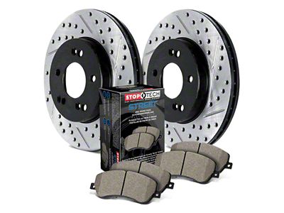 StopTech Street Axle Drilled and Slotted Brake Rotor and Pad Kit; Rear (15-20 Canyon)