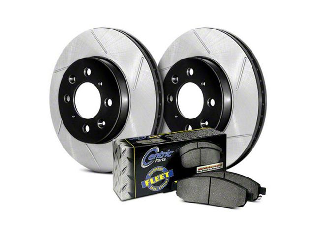 StopTech Truck Axle Slotted 5-Lug Brake Rotor and Pad Kit; Front (05-11 Dakota)