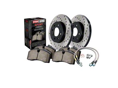 StopTech Sport Axle Drilled 6-Lug Brake Rotor and Pad Kit; Front (10-11 F-150 Raptor)