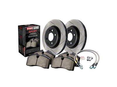 StopTech Sport Axle Slotted 7-Lug Brake Rotor and Pad Kit; Front (01-03 2WD F-150, Excluding Lightning)